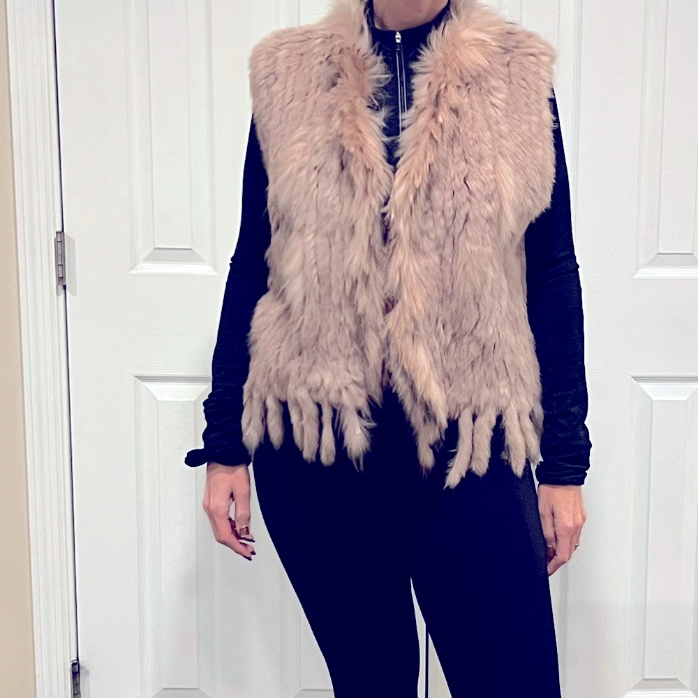 100% real rabbit fur vest